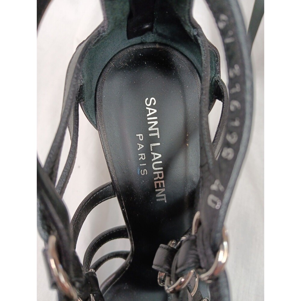 Saint Laurent Nina Cage Sandals Size 40 (9.5) Black Calfskin Strappy Stiletto EC - Picture 8 of 10